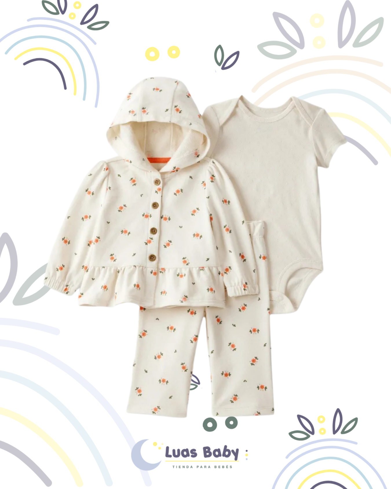 Conjunto 3 Piezas Chaqueta Floral Carter's