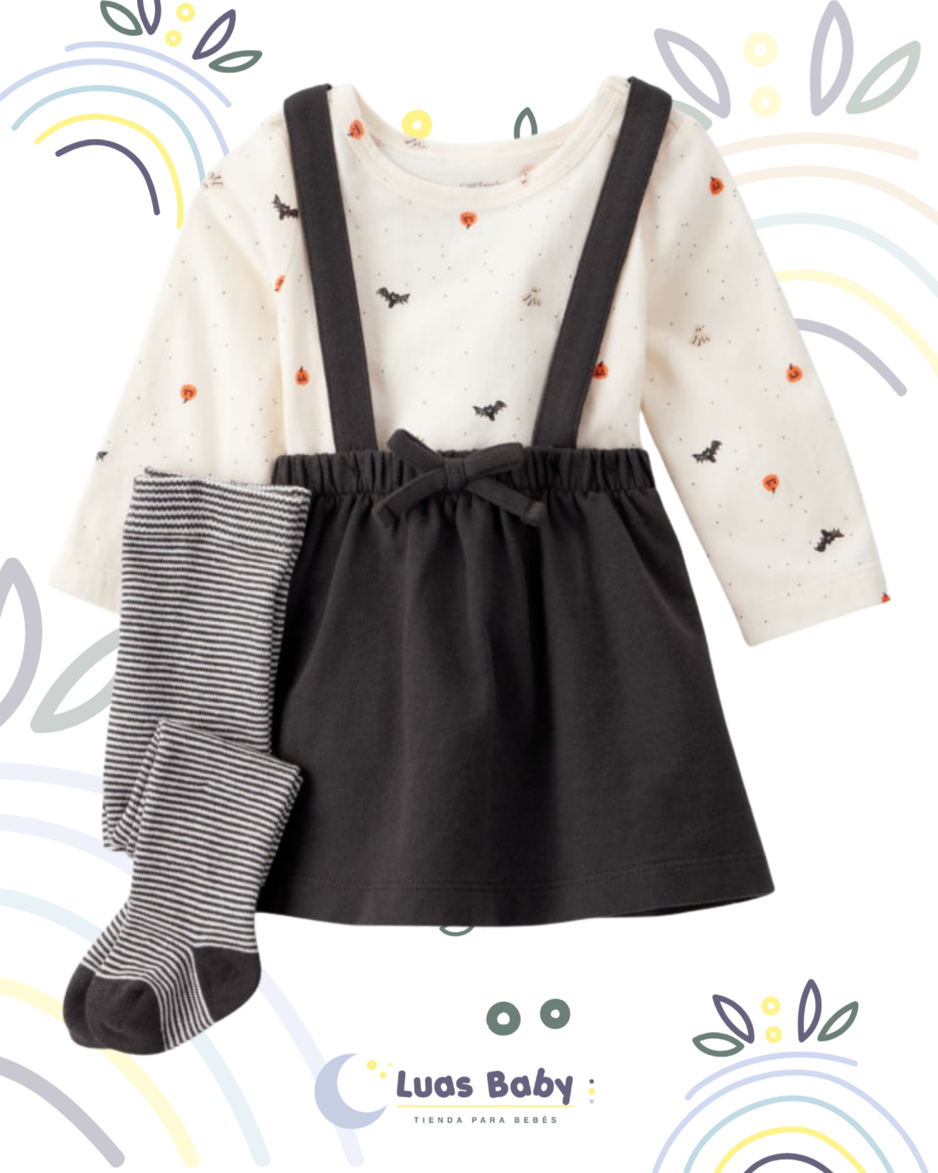 Conjunto 3 Piezas Body + Falda Tirantes + Medias