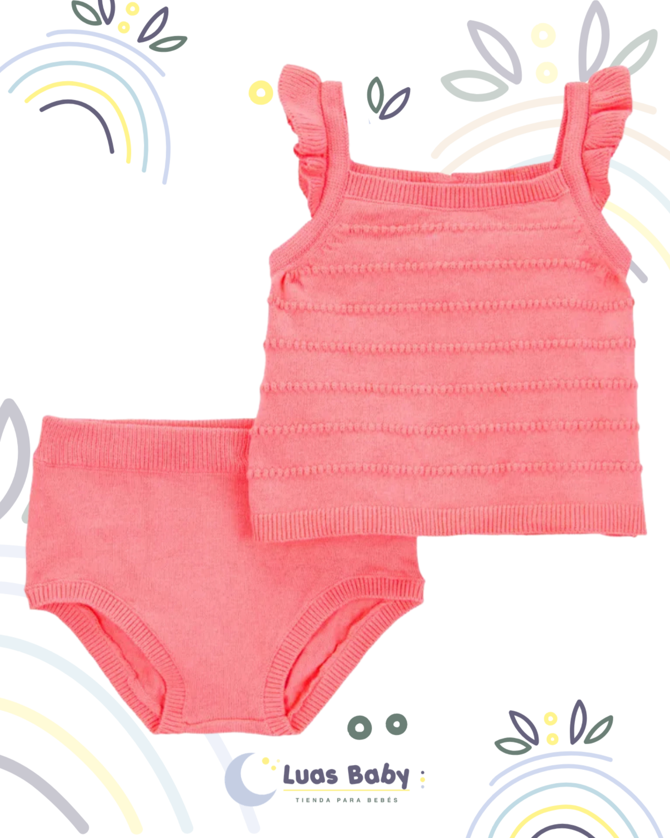 Conjunto Tejido Top + Short Coral