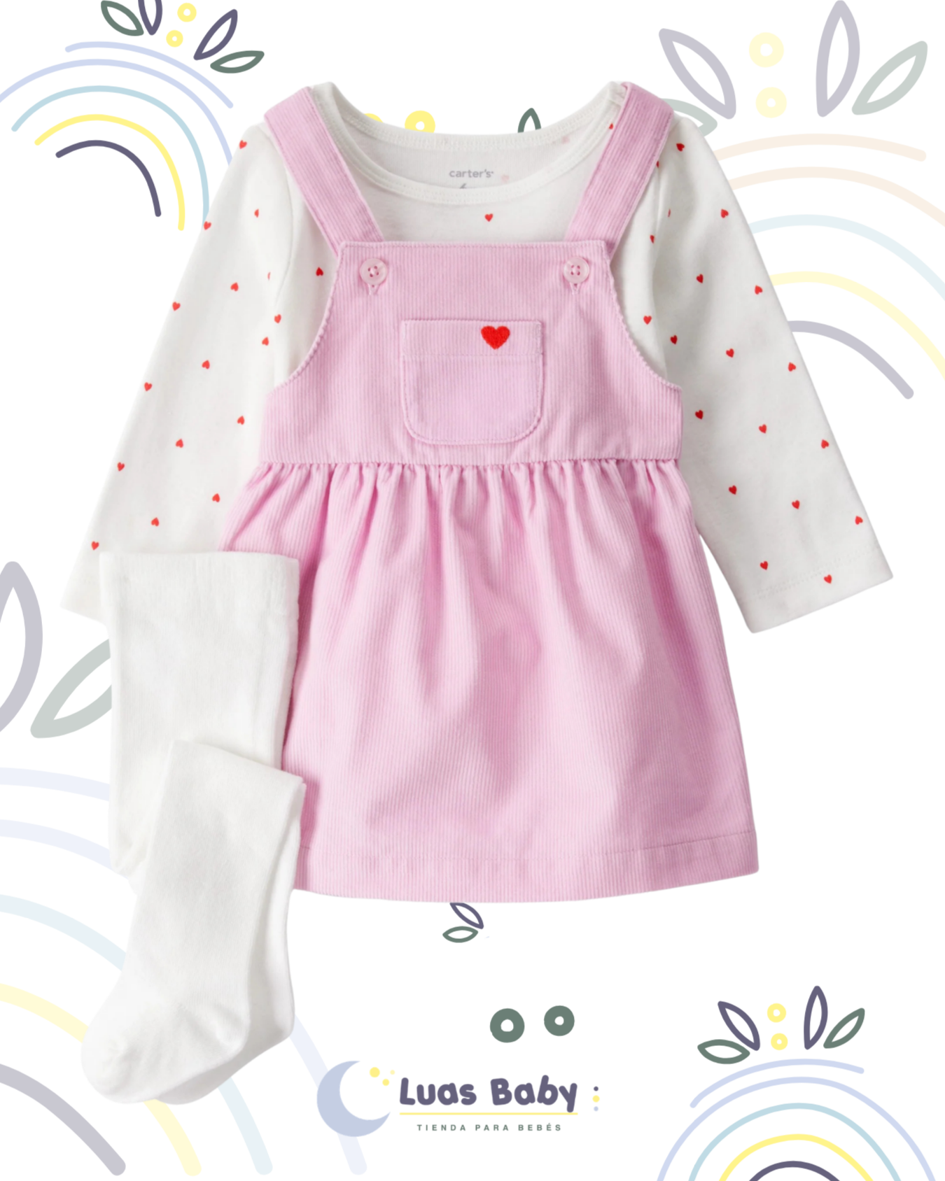 Conjunto 3 Piezas Jumper Rosado Carter's
