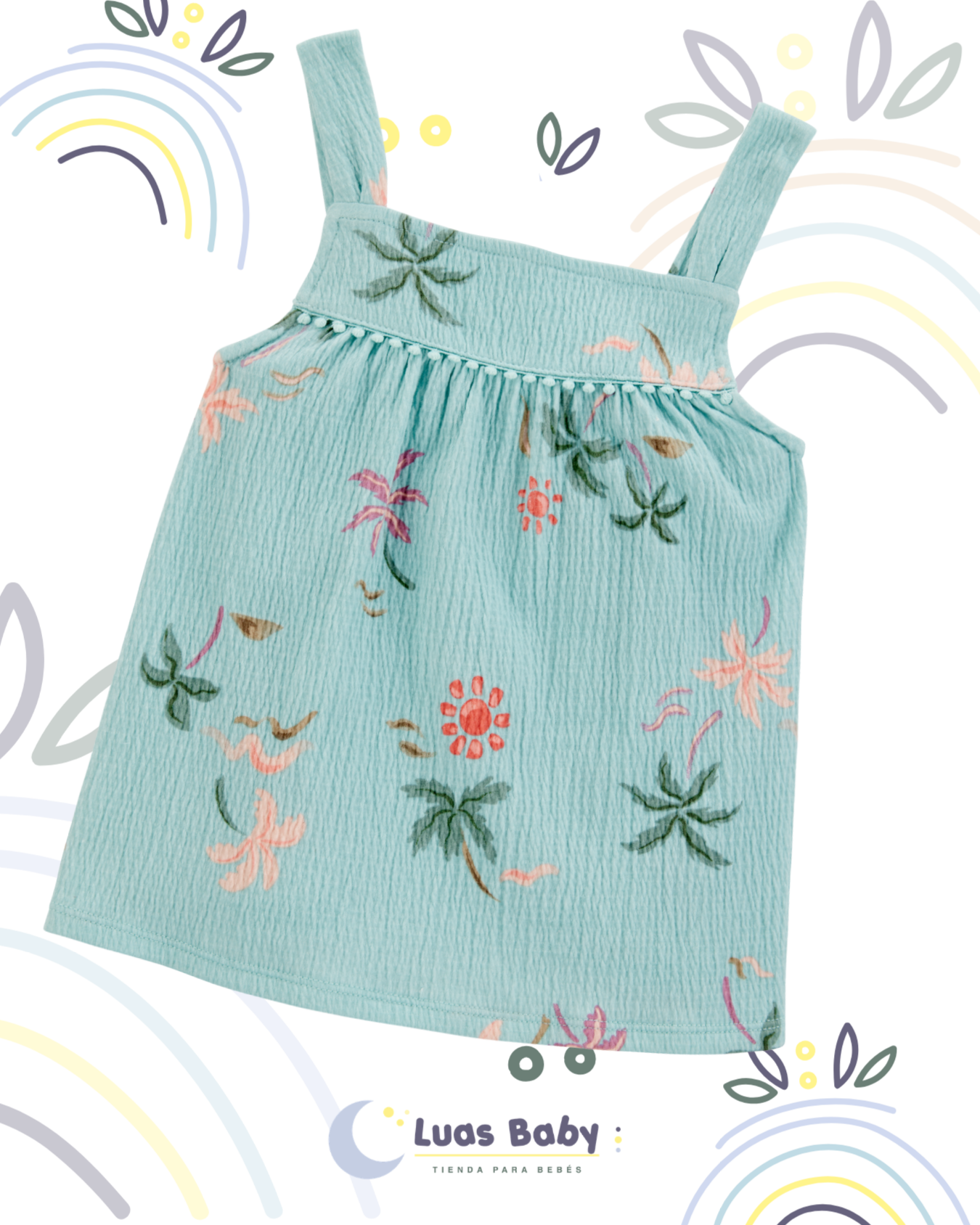 Blusa Tirantes Tropical Verde Agua