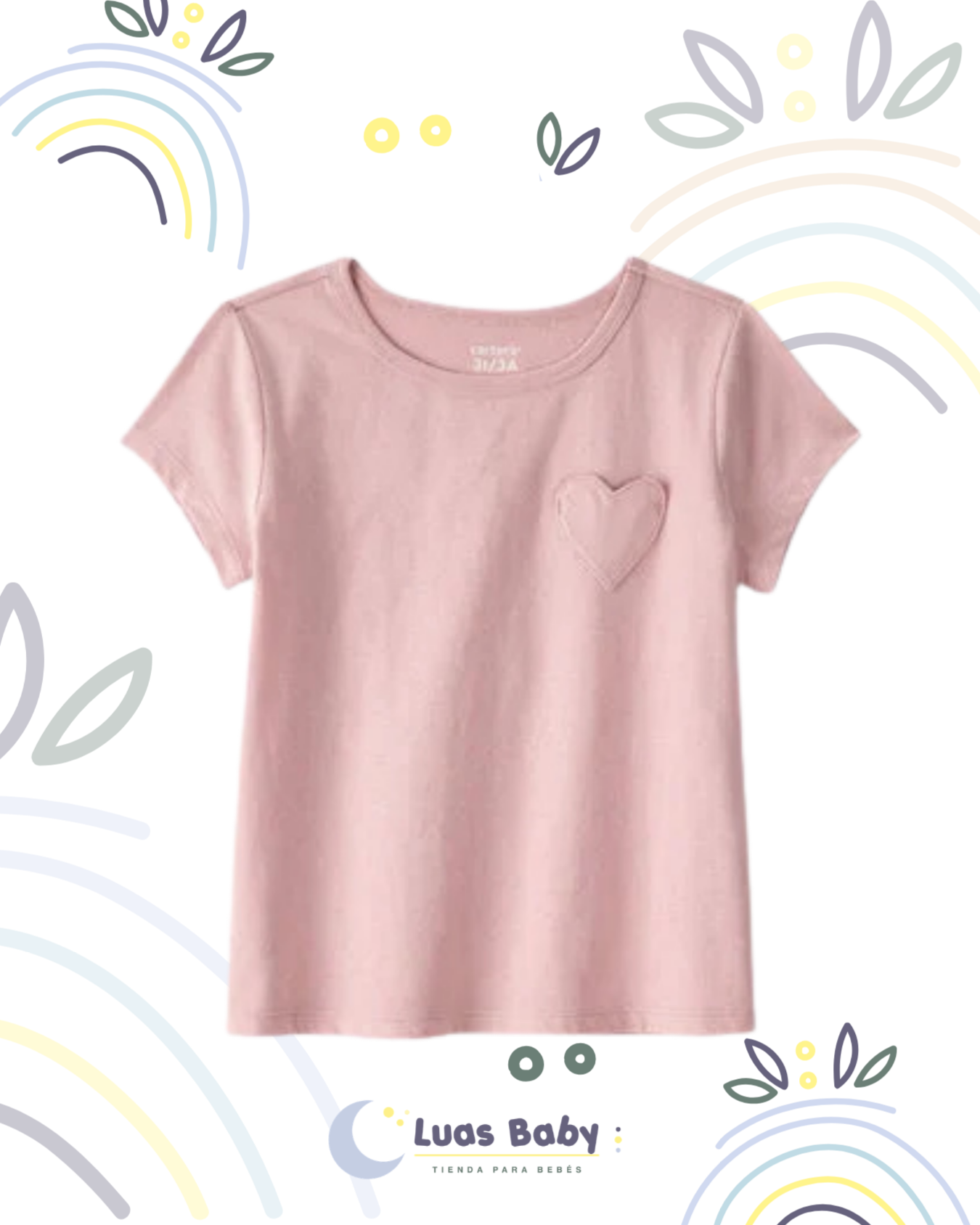 Camiseta Manga Corta Rosada Corazón OshKosh