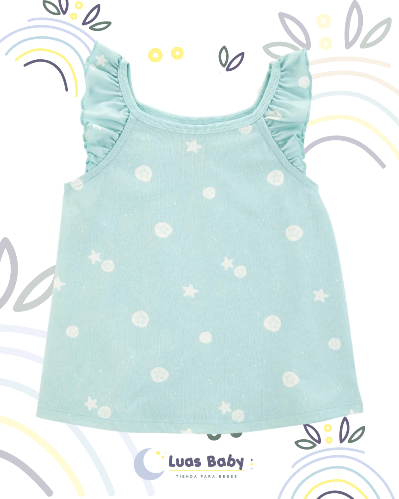 Top Tirantes Celeste con Estrellas