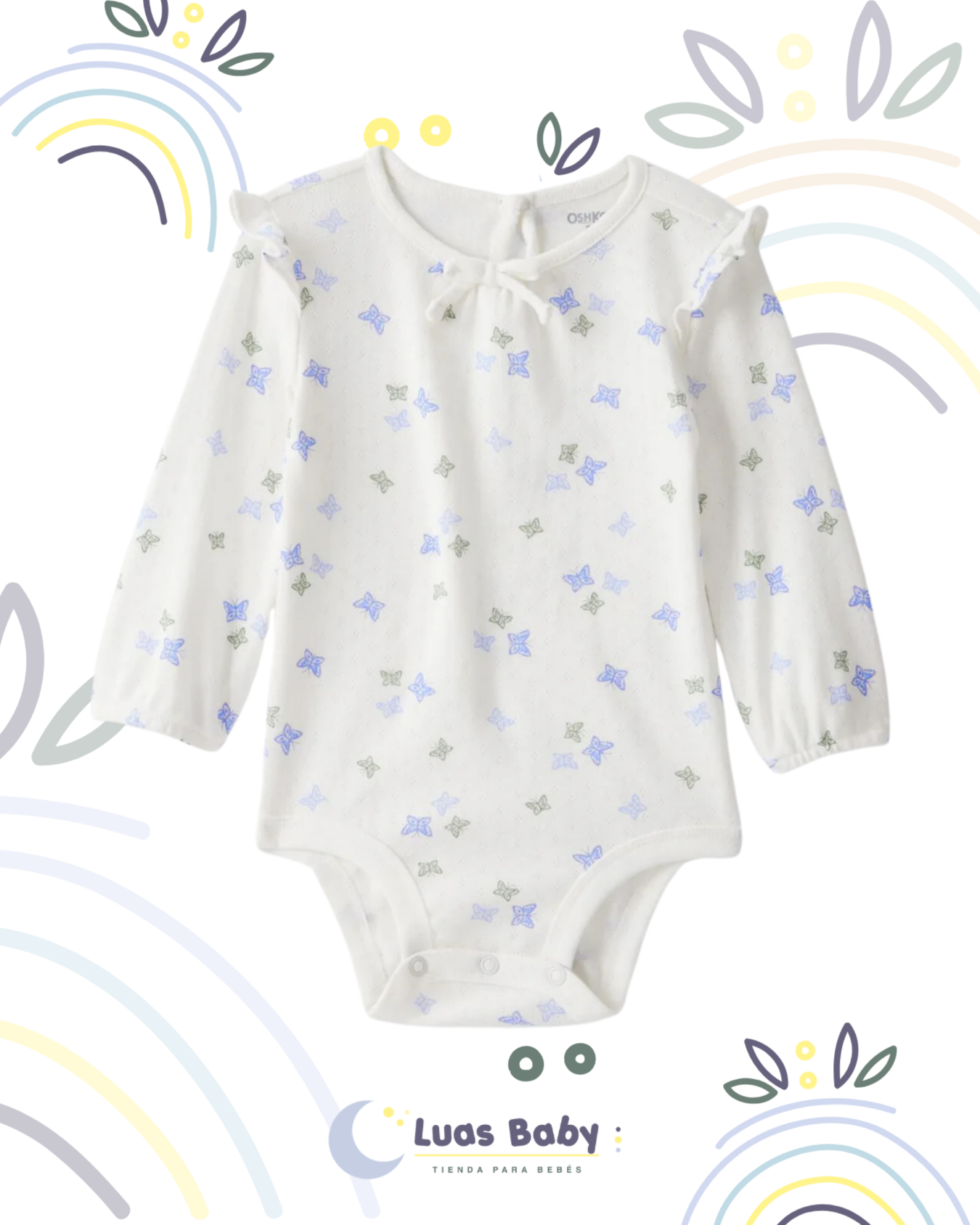 Body Manga Larga Mariposas Azules Carter's