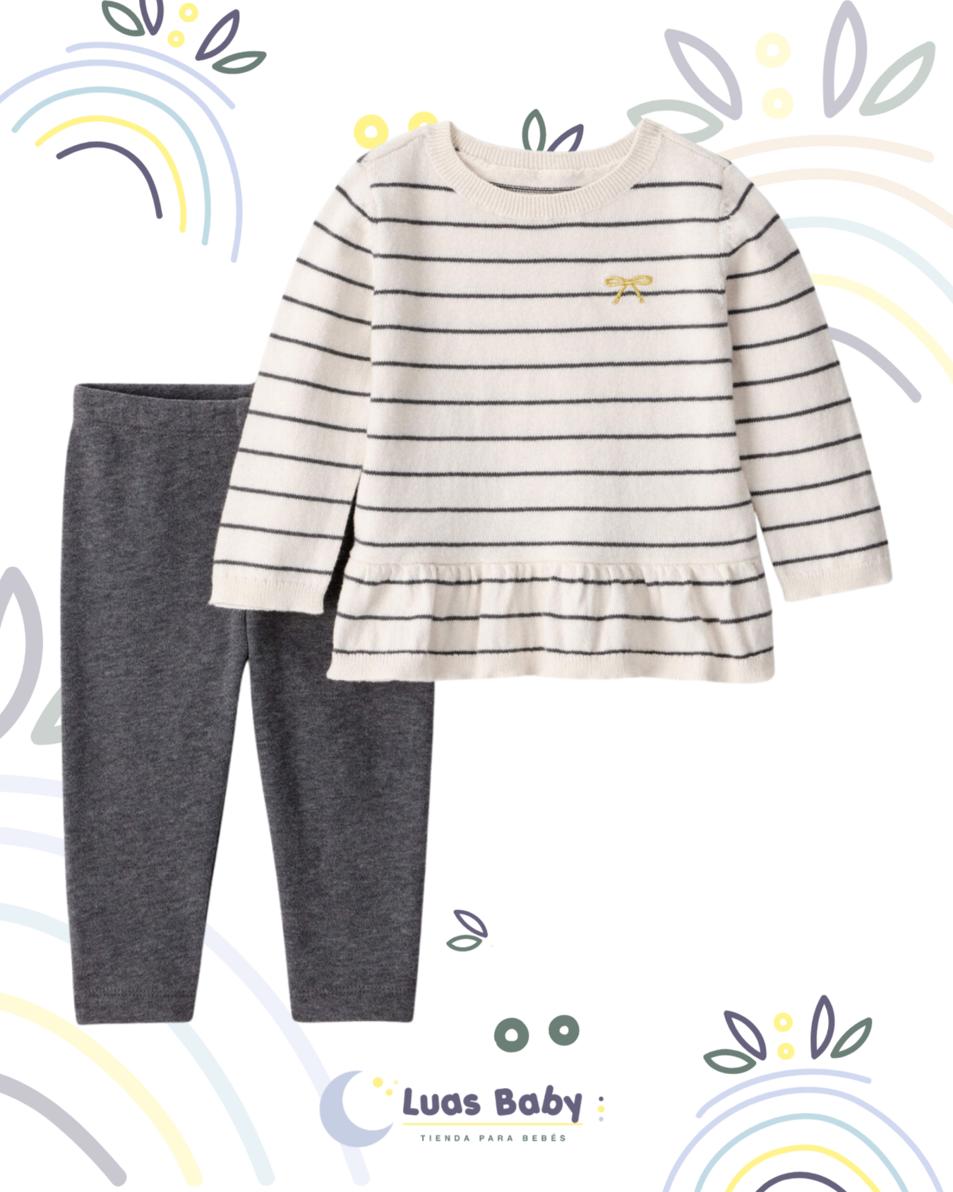 Conjunto Top Rayas + Legging Gris Carter's