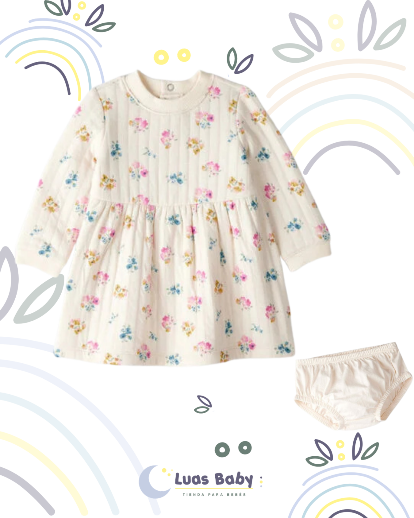 Vestido Floral Manga Larga + Bloomers Carter's