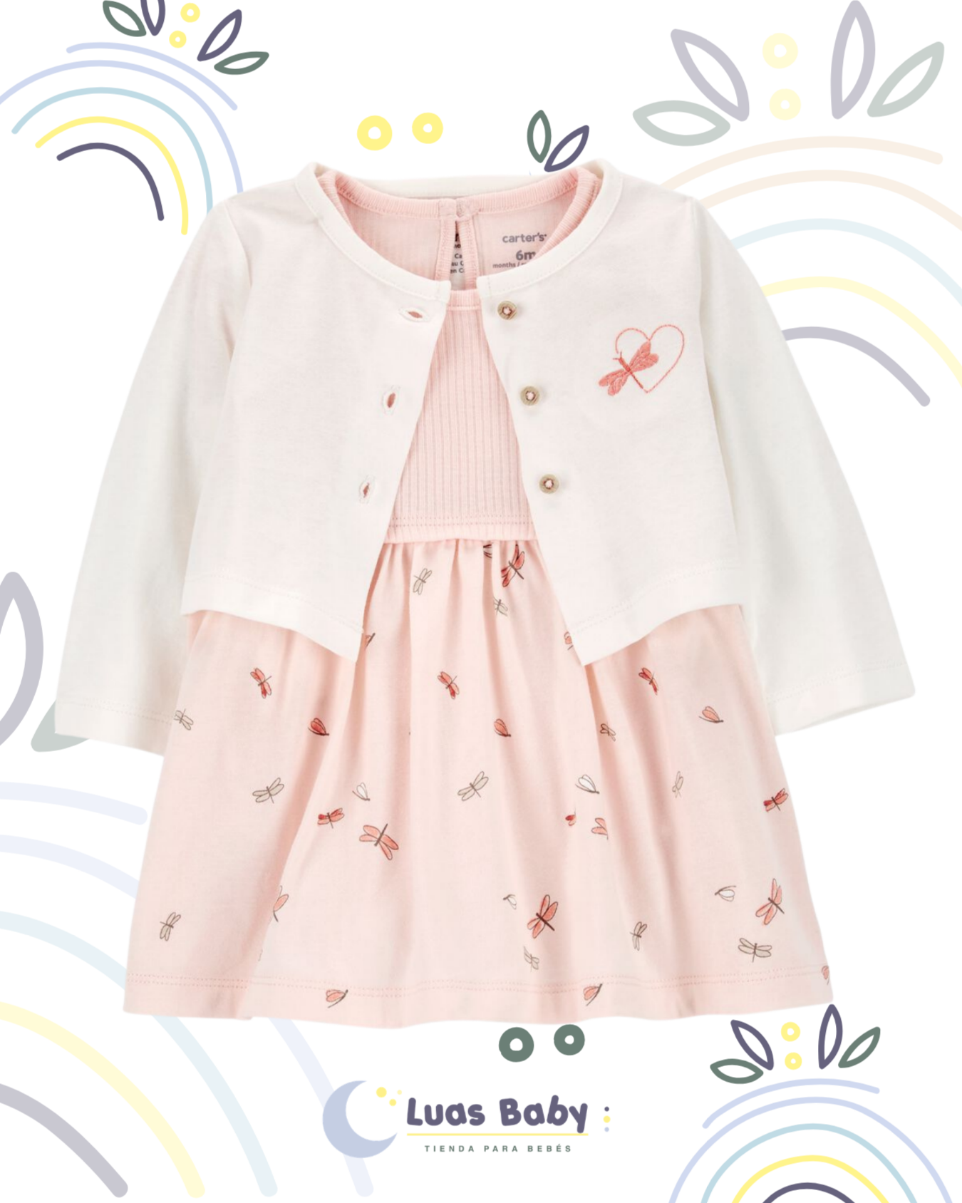 Conjunto Vestido + Cardigan Libélulas Carter's