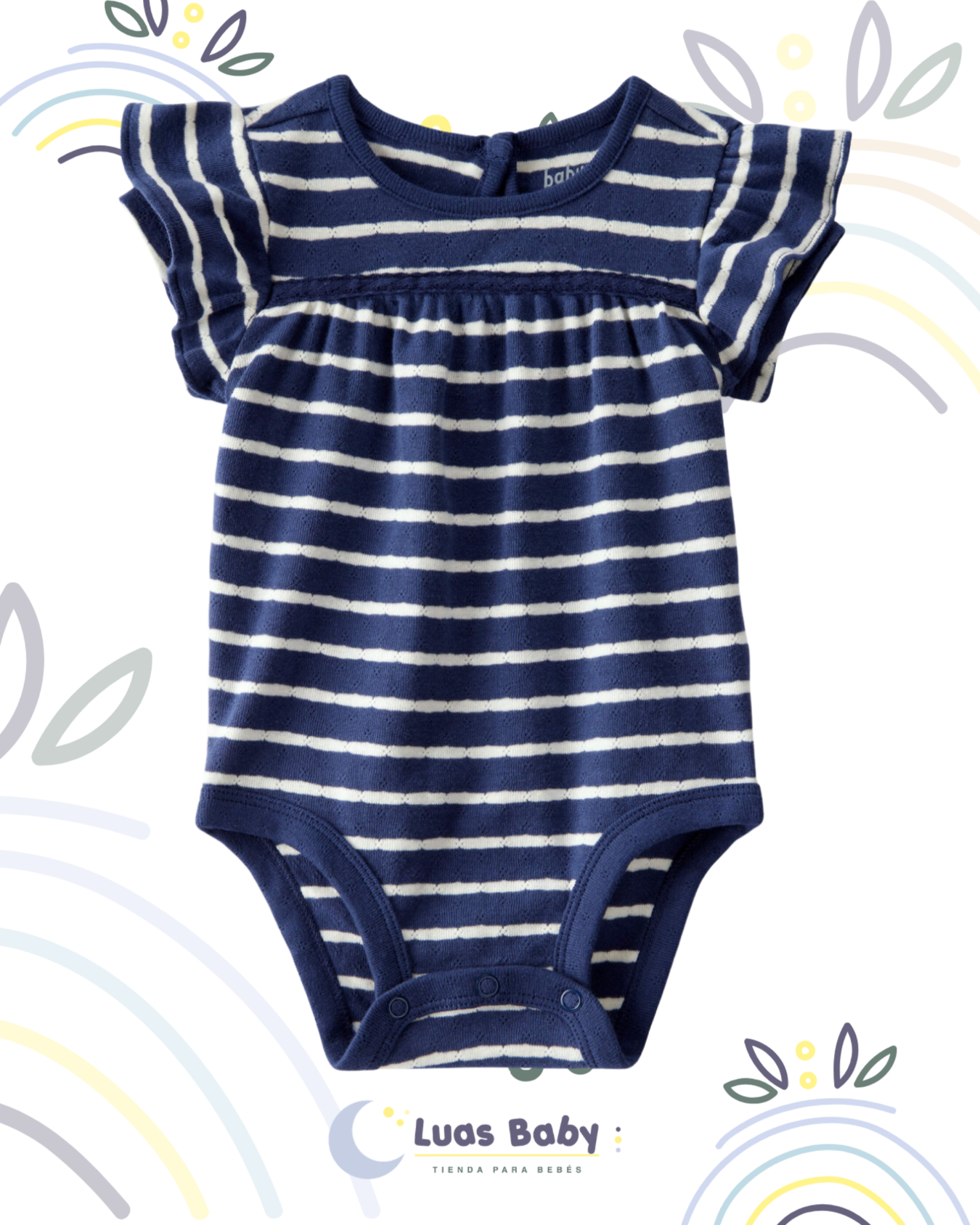 Body con Vuelos Rayas Azul Marino y Blanco