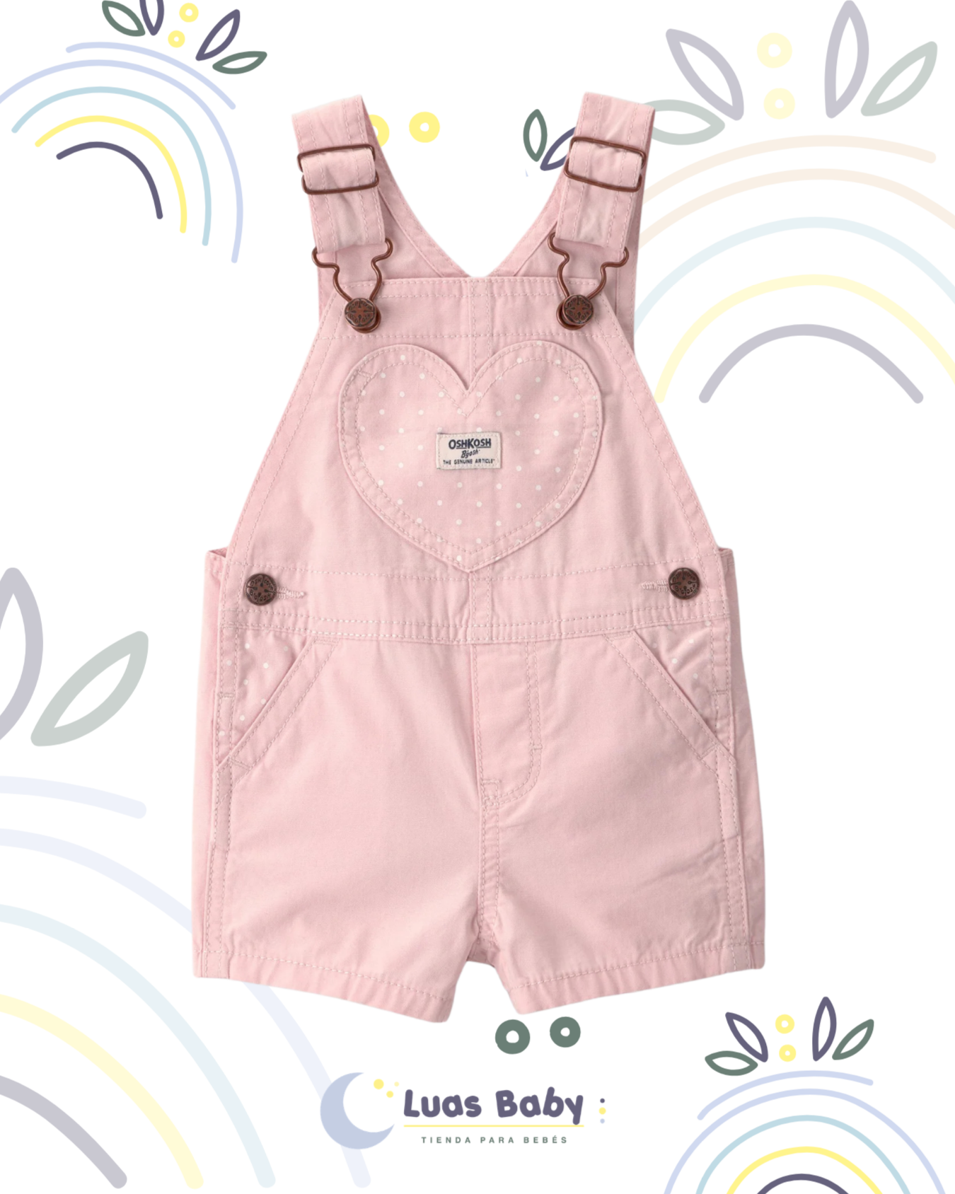 Overol Corto Rosado con Corazón OshKosh