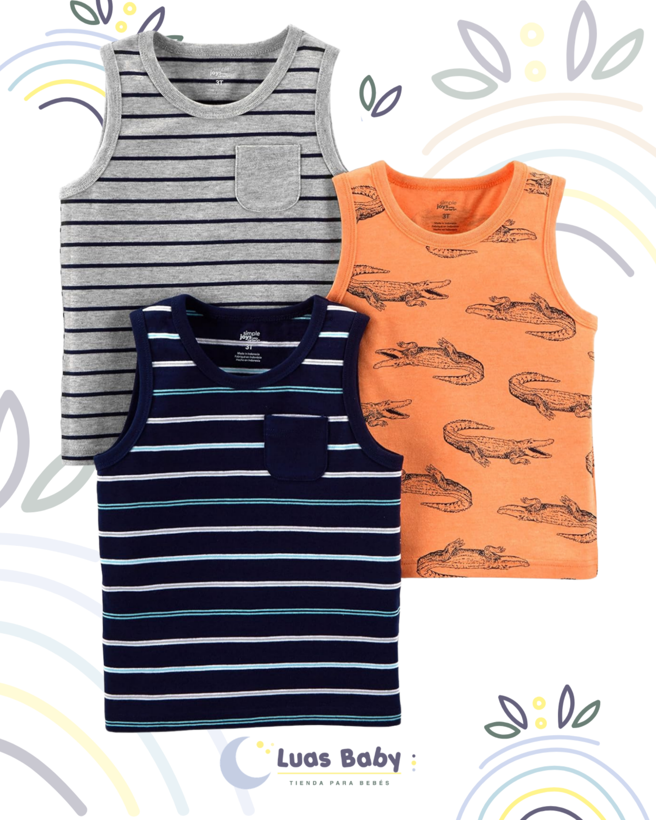 Pack 3 Camisetas Sin Mangas Niño
