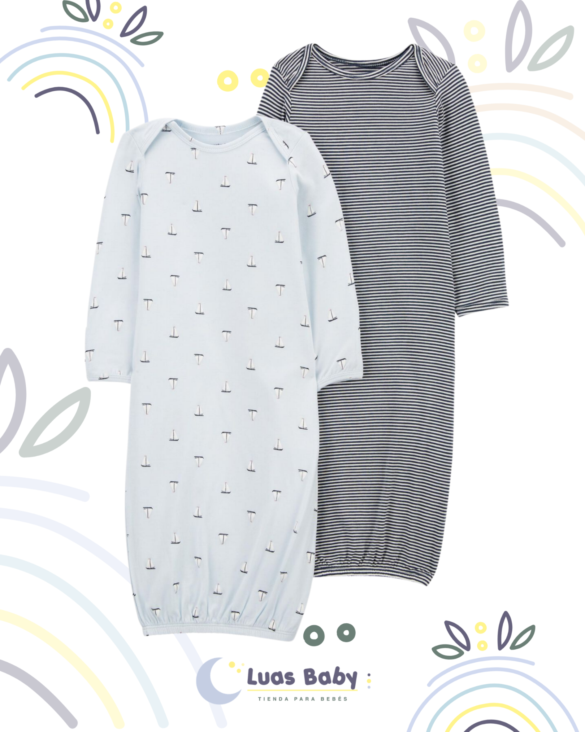 Pack 2 Camisas de Dormir Niño Recién Nacido