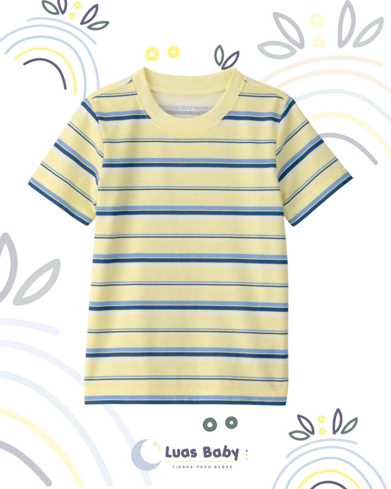 Camiseta Manga Corta Rayas Amarillo y Azul
