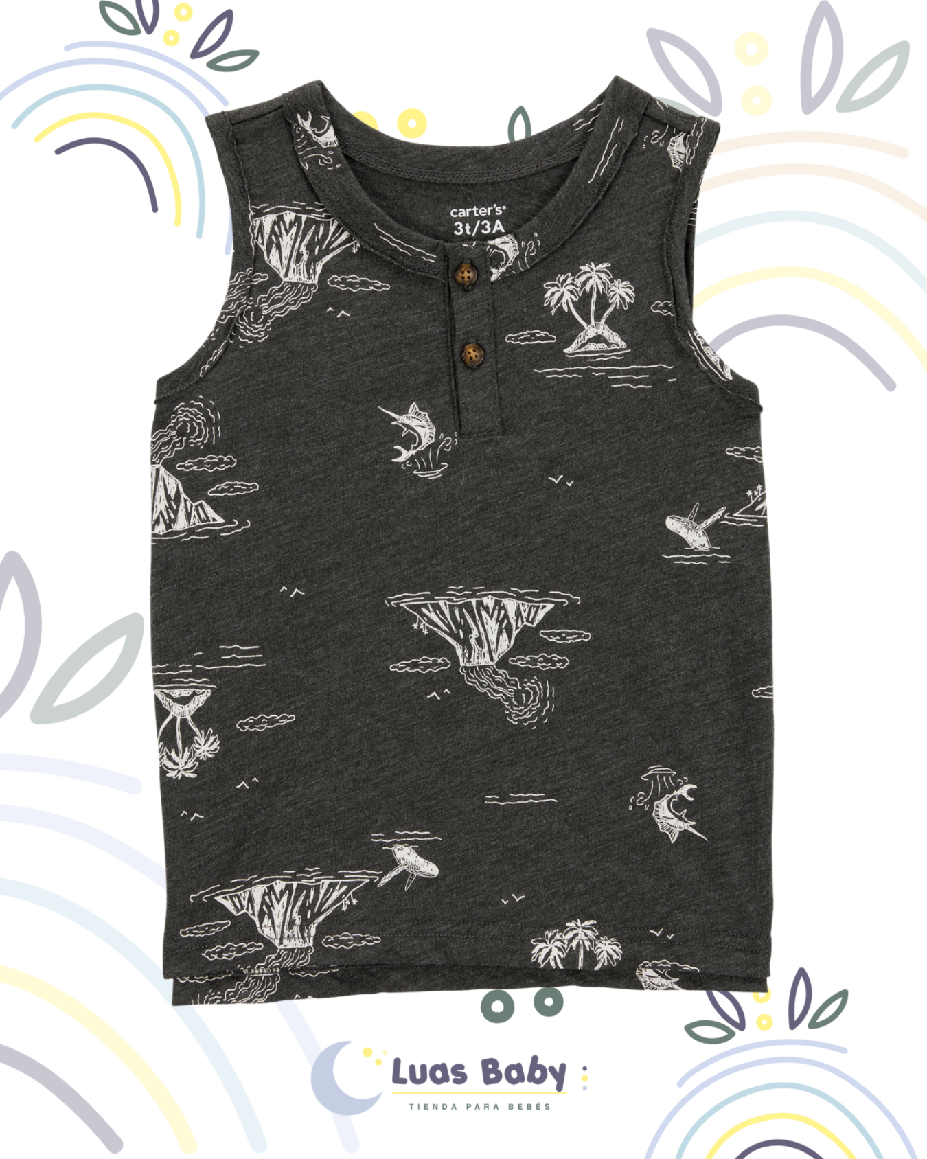 Camiseta Sin Mangas Islas y Mar Gris Carter's