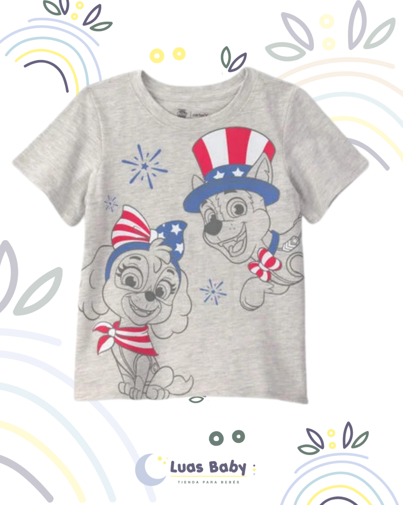 Camiseta Manga Corta Paw Patrol Gris