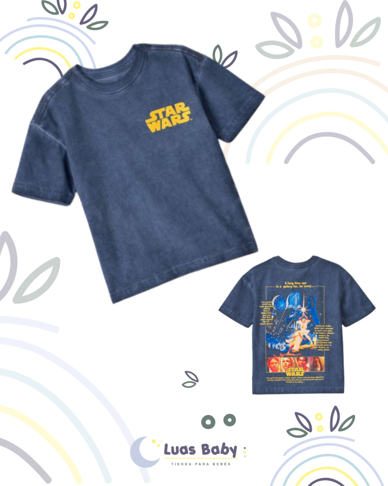 Camiseta Manga Corta Star Wars Azul Marino