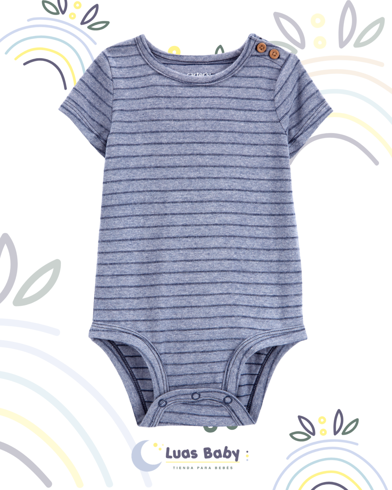 Body Manga Corta Rayas Azul Rib Carter's