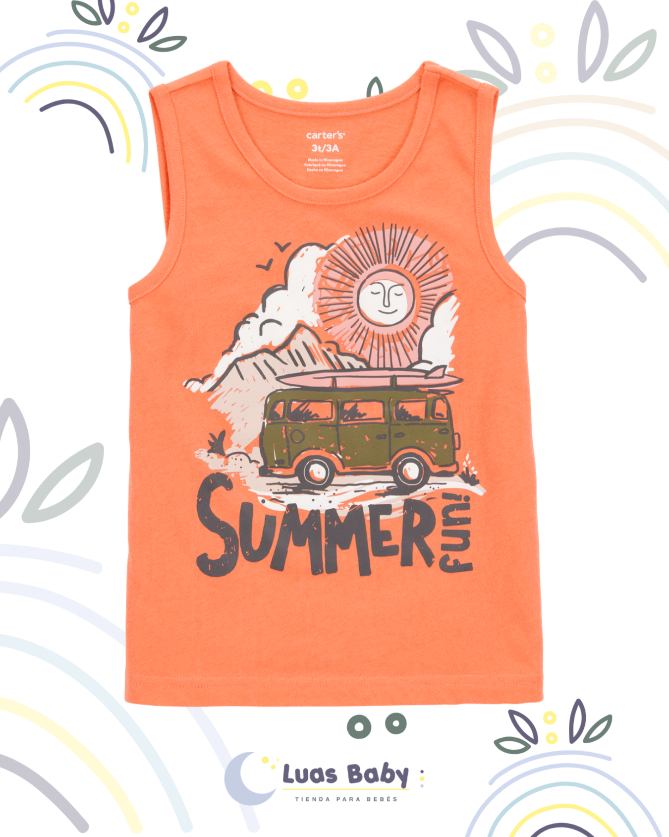 Camiseta Sin Mangas "Summer Fun" Naranja Carter's