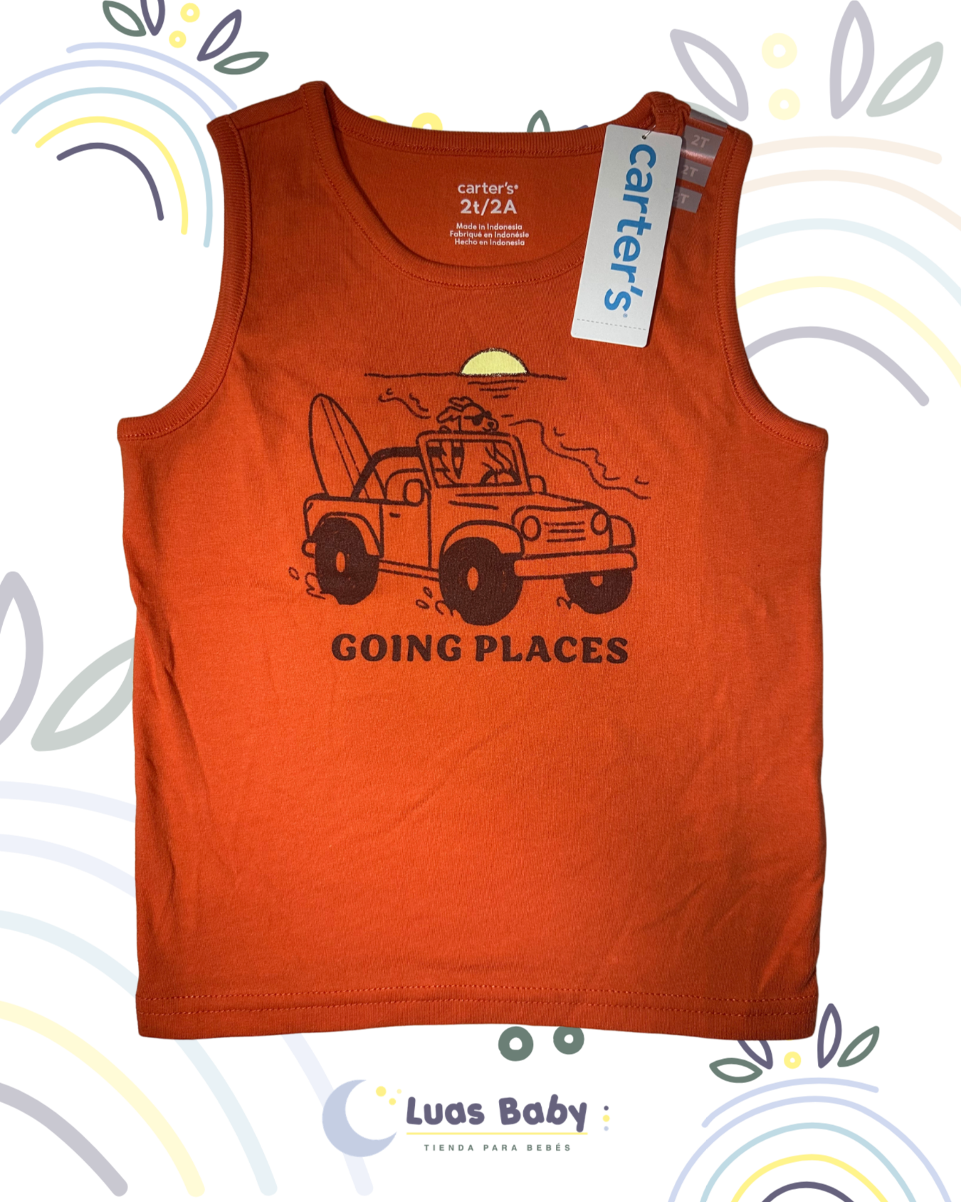 Camiseta Sin Mangas "Going Places" Naranja Carter's