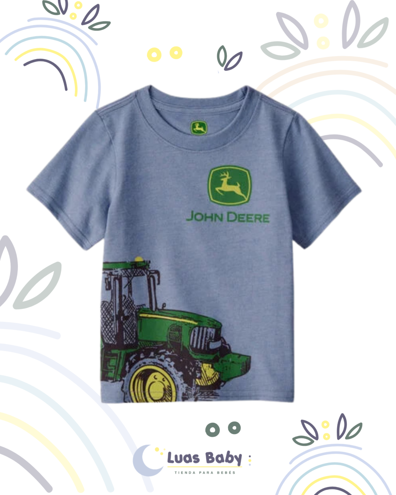 Camiseta Manga Corta John Deere Tractor Azul
