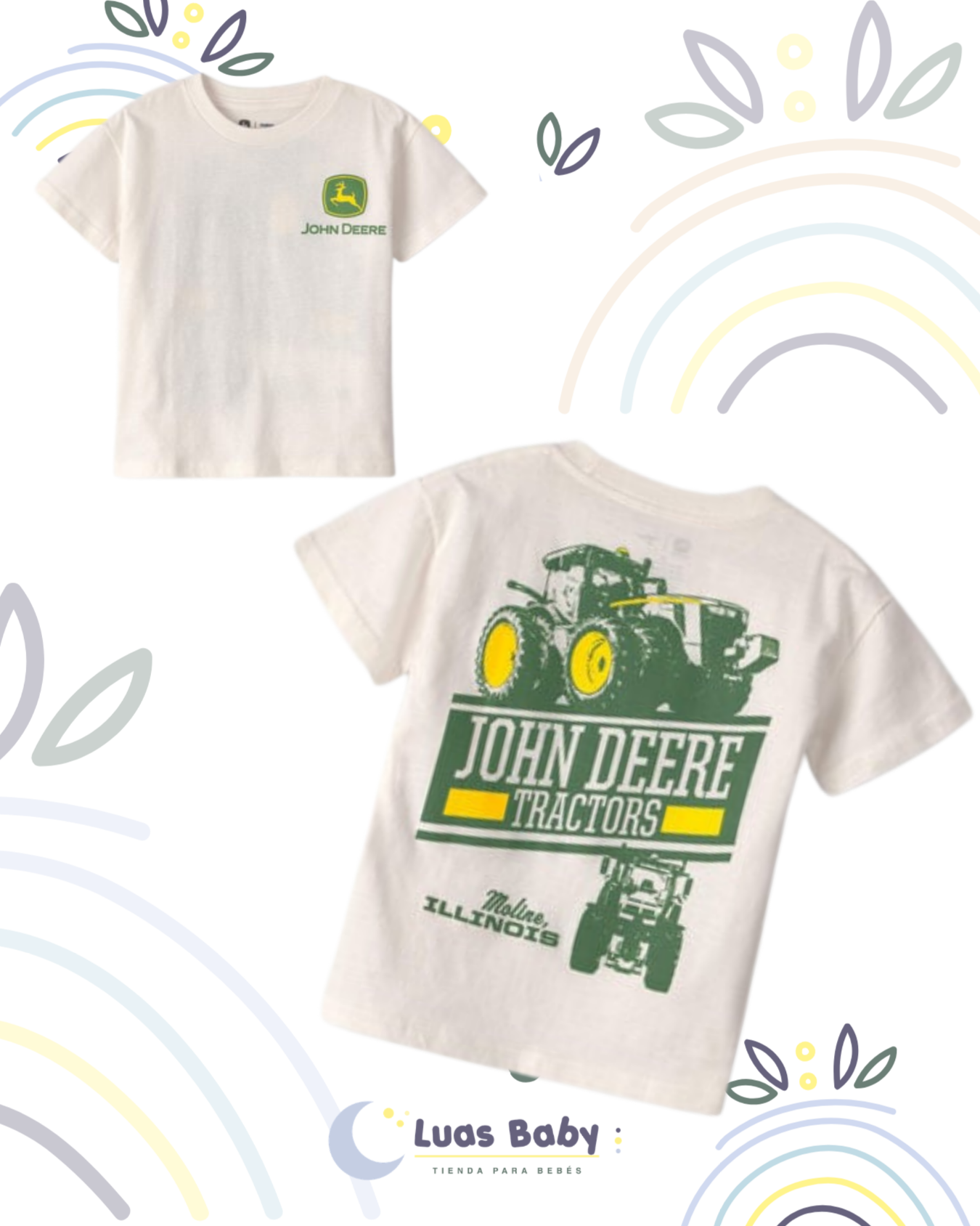 Camiseta John Deere Tractors Illinois Blanca