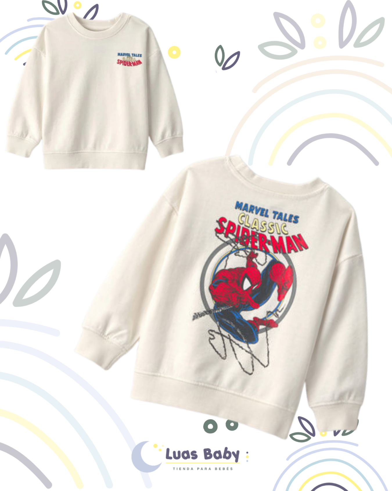 Sudadera Spider-Man Marvel Clásica Crema
