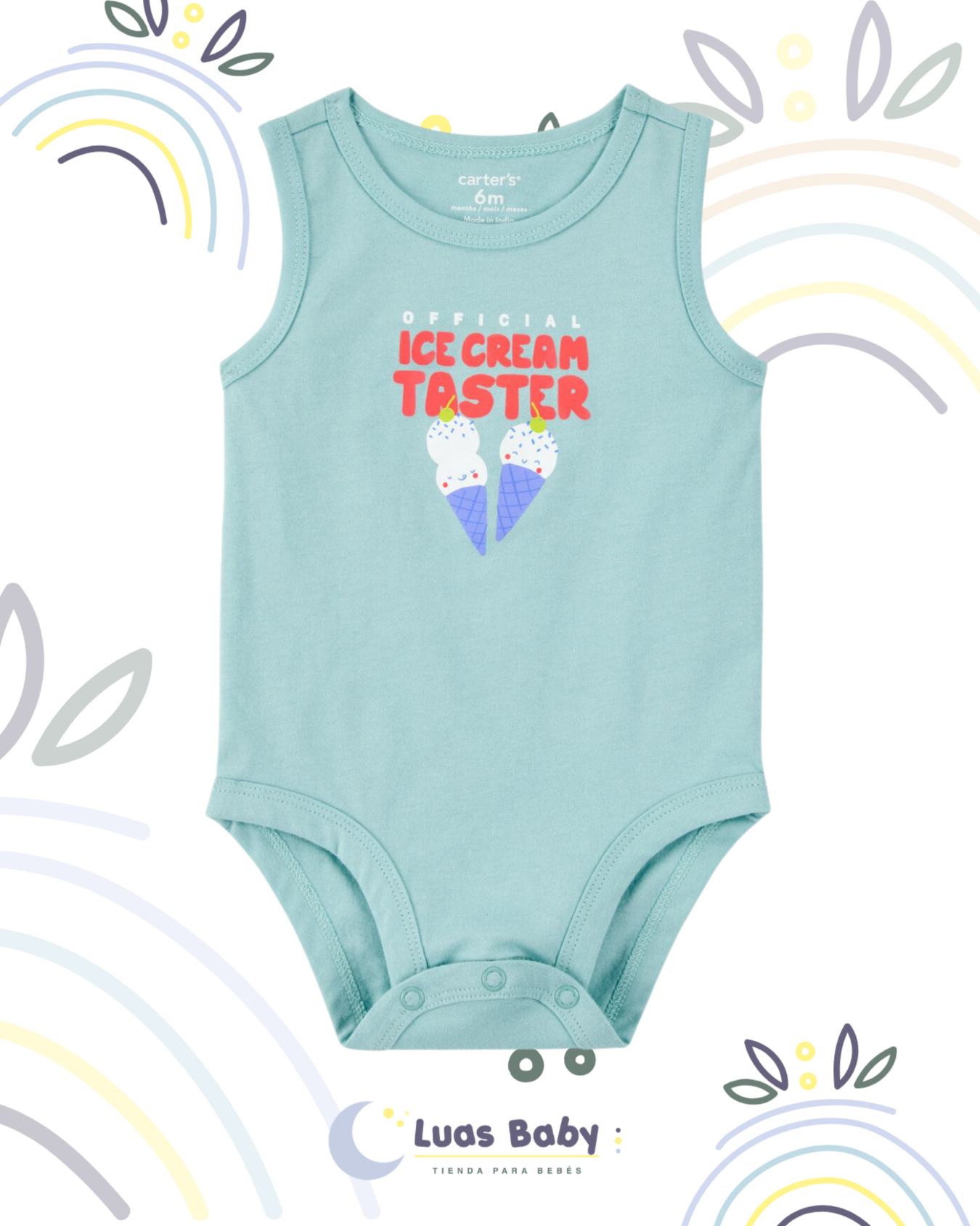 Body Sin Mangas "Ice Cream Taster" Verde Carter's