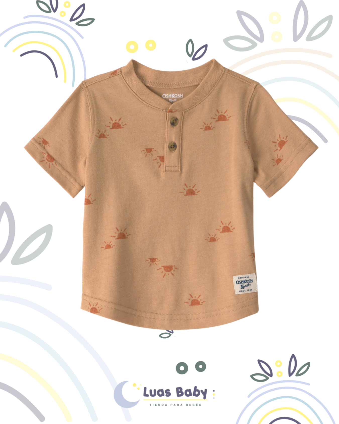 Camiseta Henley Soles Estampados Beige OshKosh