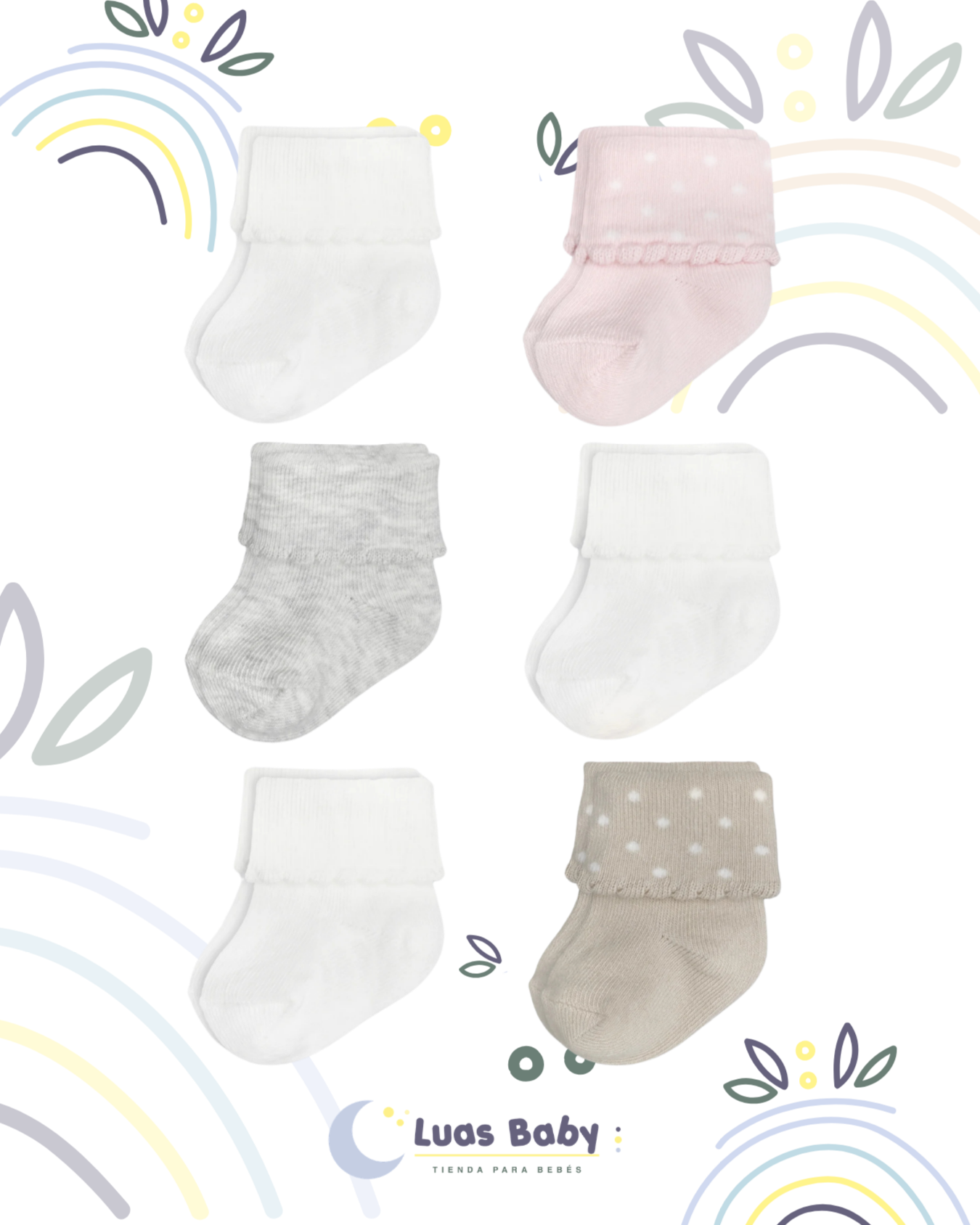 Pack 6 Calcetines Neutros para Bebé