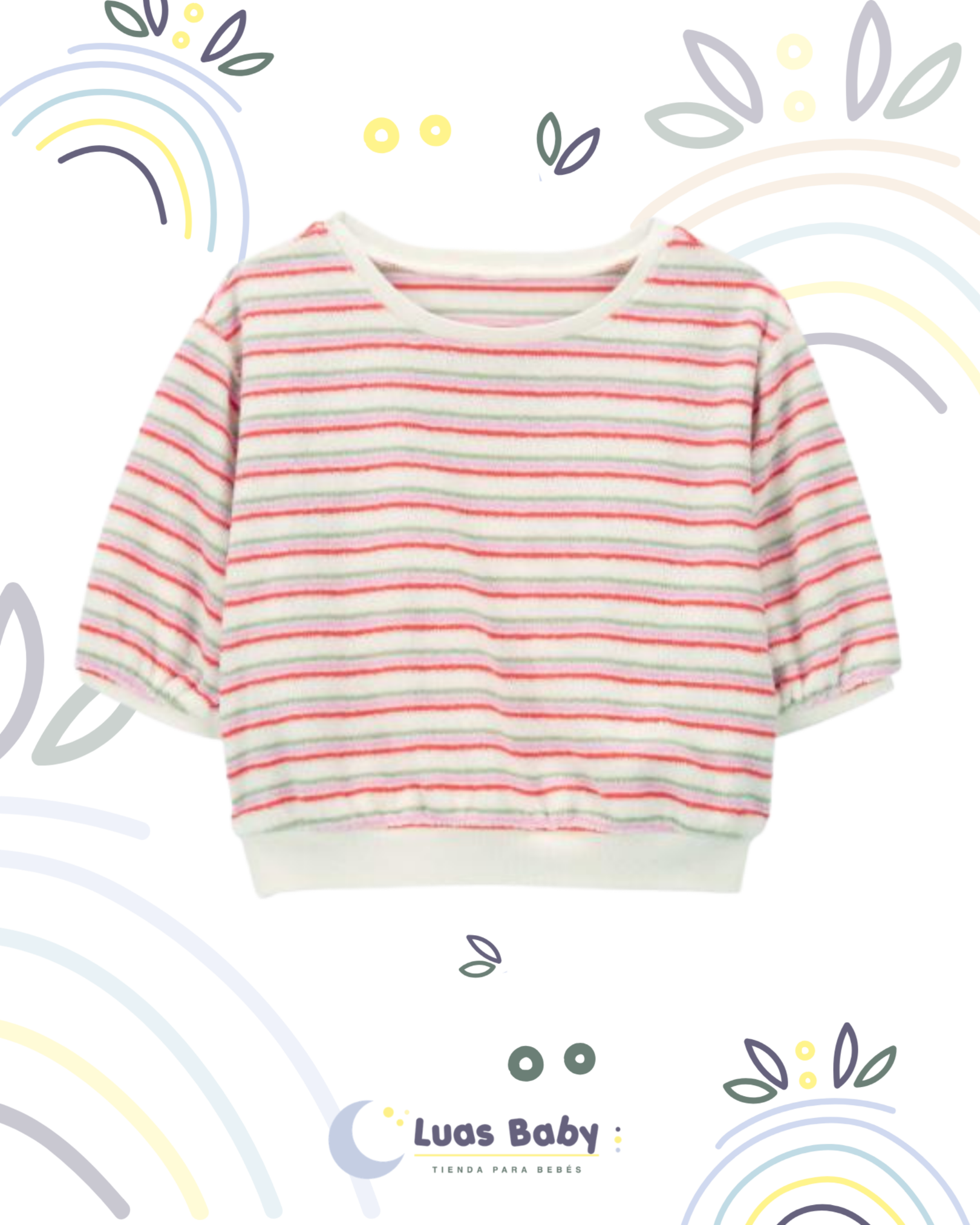 Top Manga Corta Rayas Multicolor Niña
