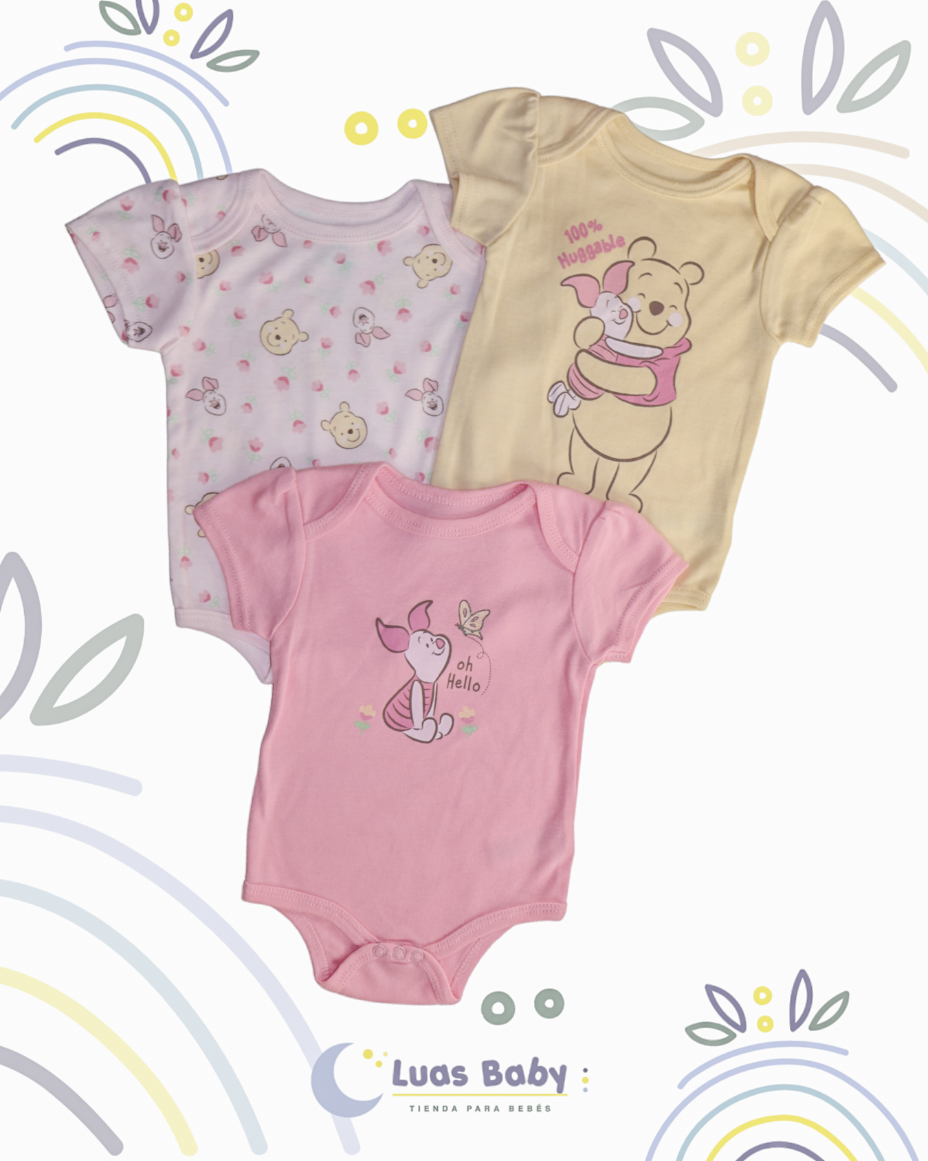 Pack 3 Bodies Winnie Pooh + Piglet Niña