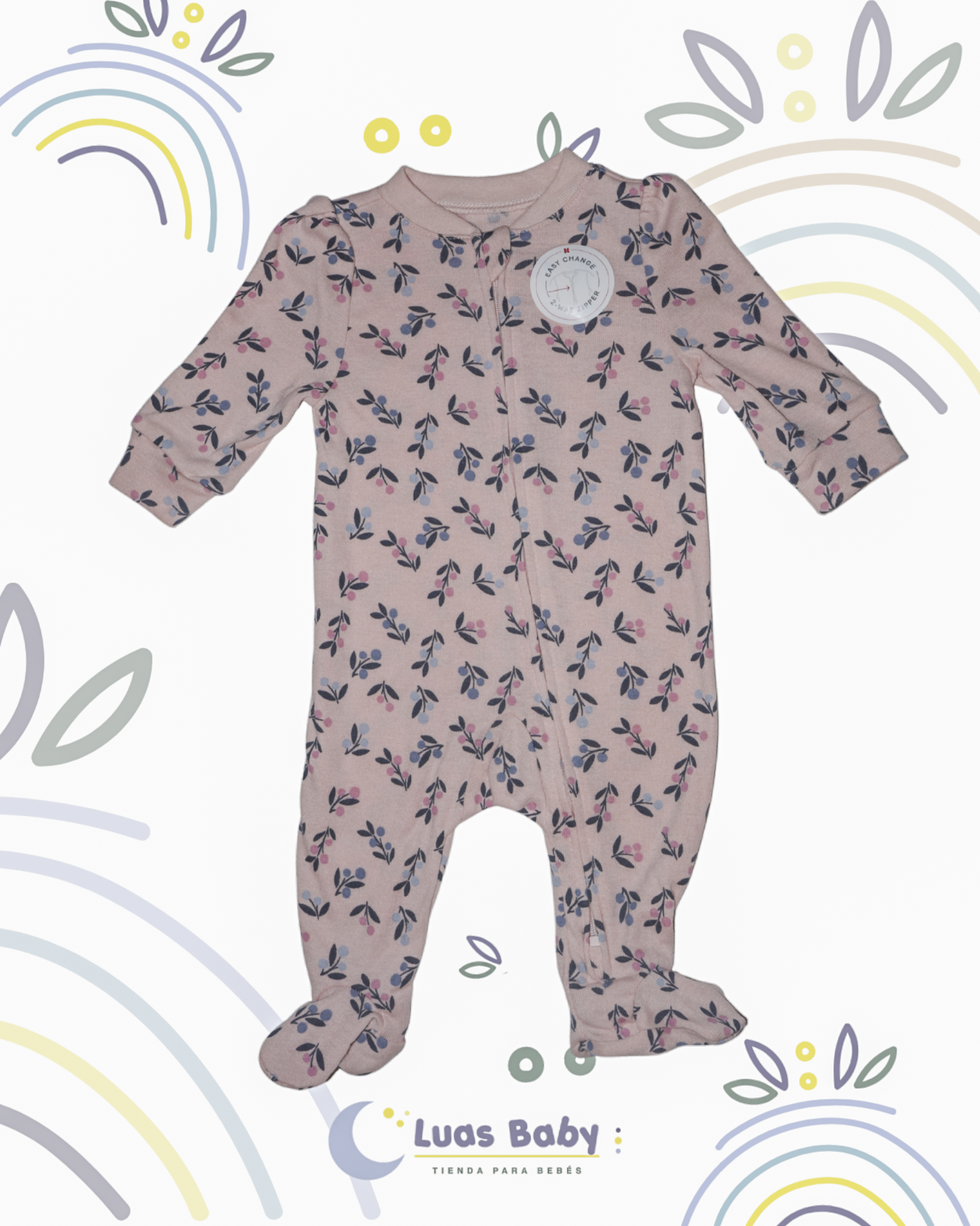 Sleeper Entero con Pie Floral Rosado Huggies Niña