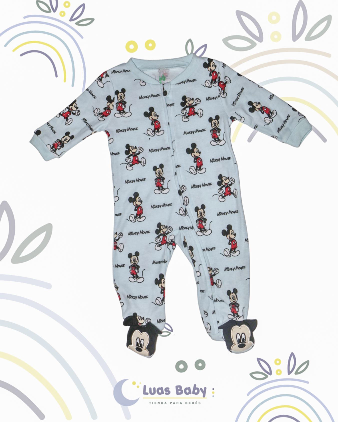 Sleeper Entero con Pie Mickey Mouse Azul
