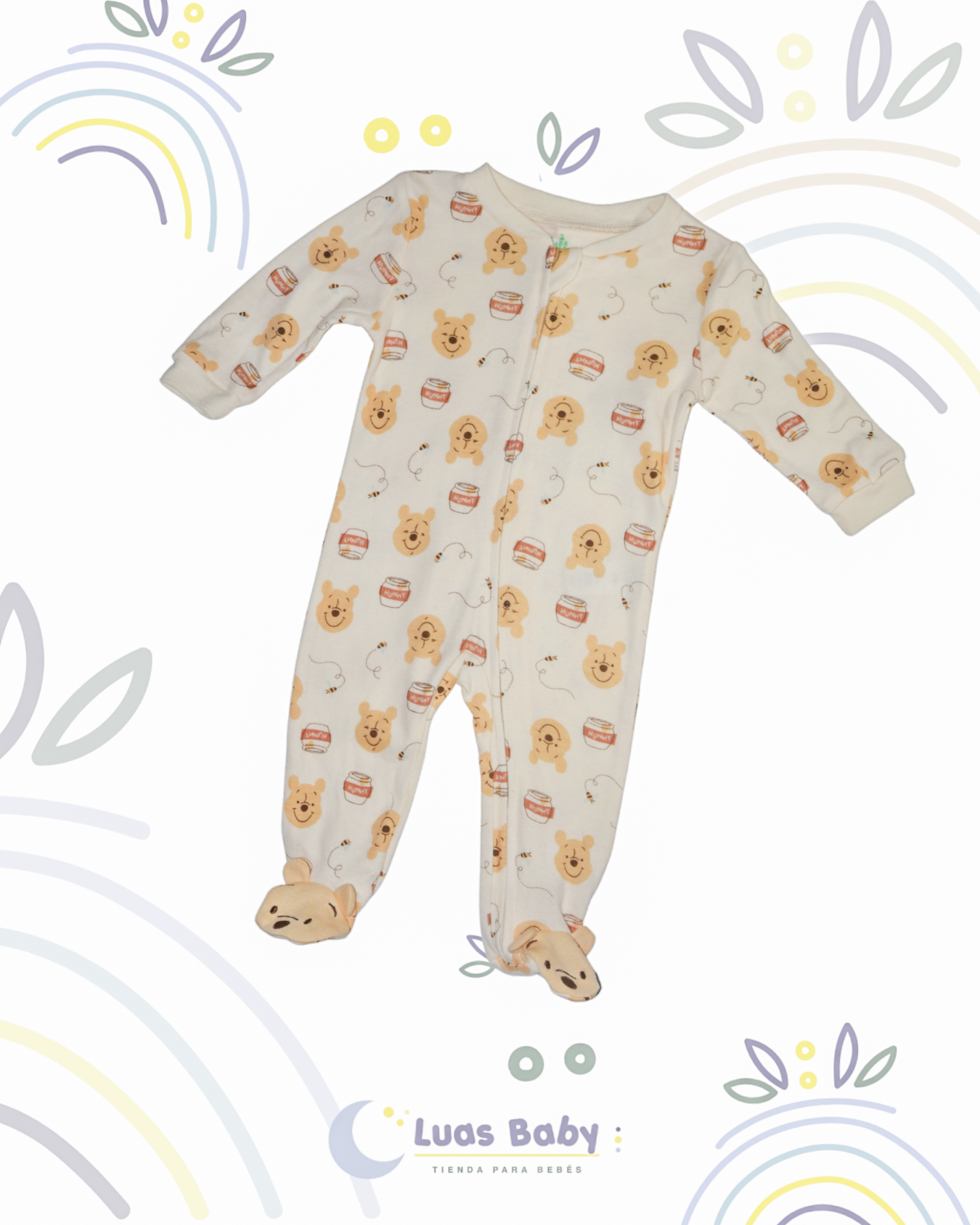 Sleeper Entero con Pie Winnie Pooh Miel Crema