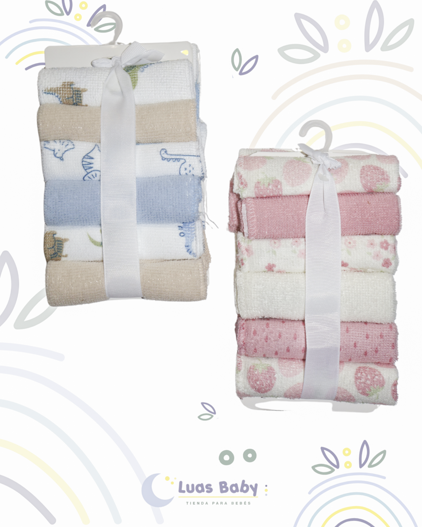 Pack 10 Paños de Tela para Bebé Azul + Rosa