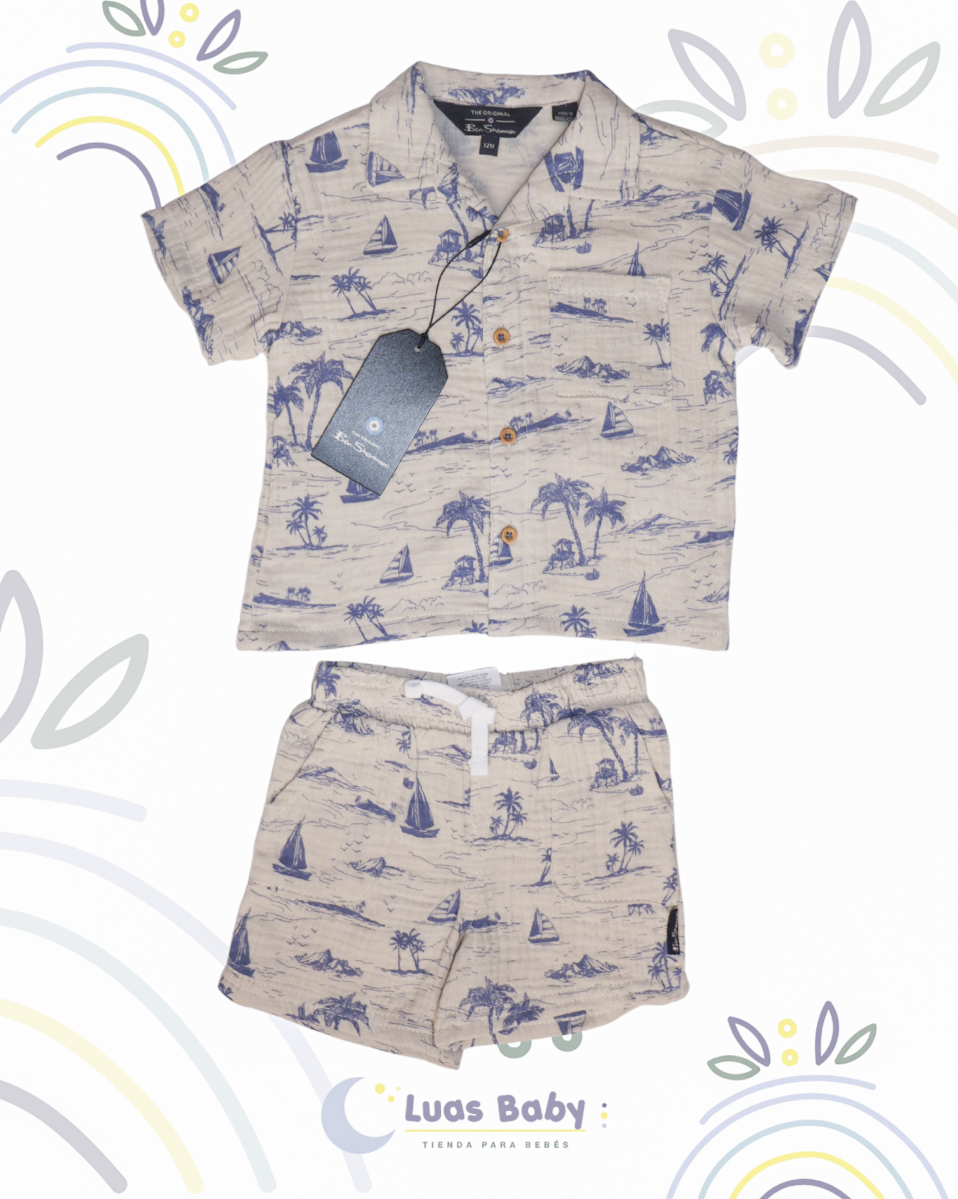 Conjunto Camisa + Short Tropical Palmas Niño