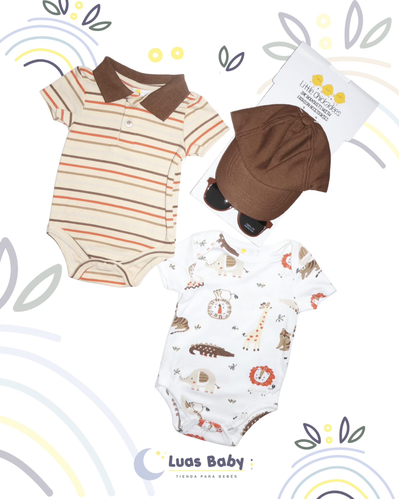 Conjunto 3 Piezas Safari 2 Bodies + Gorro + Lentes Niño